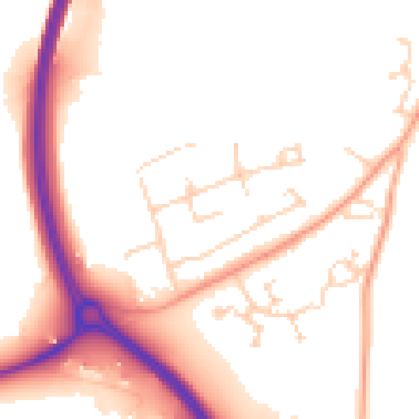 Daytime road noise heatmap for IP12 4SU