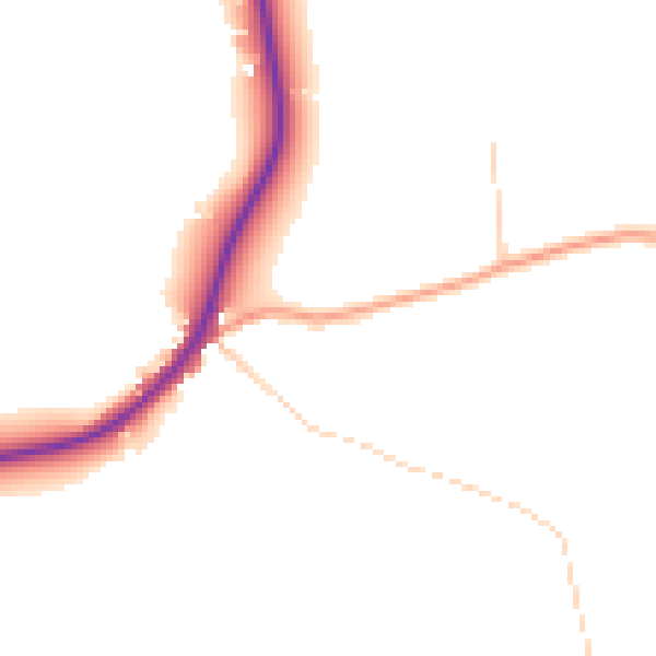 Daytime road noise heatmap for IP13 0BQ