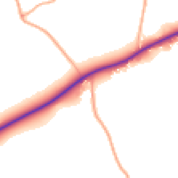 Daytime road noise heatmap for IP13 0BZ