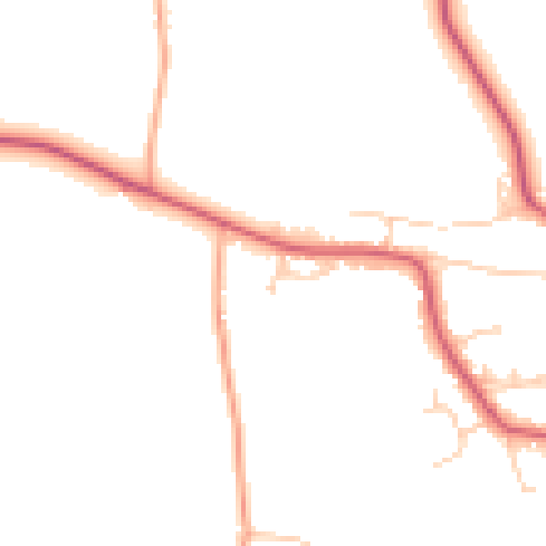 Daytime road noise heatmap for IP13 9JZ