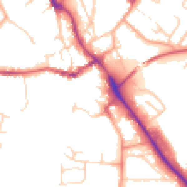 Daytime road noise heatmap for IP14 1AB