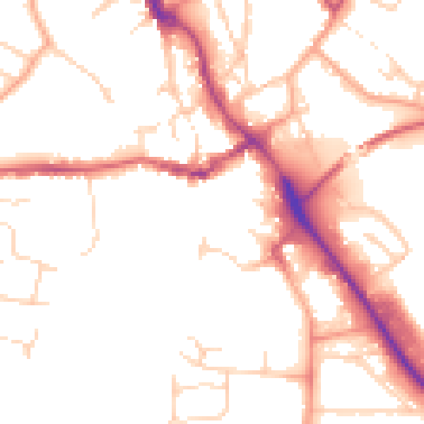Daytime road noise heatmap for IP14 1AQ
