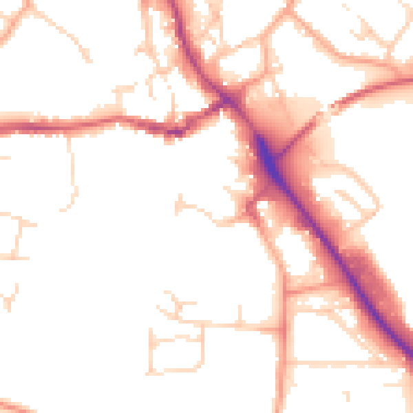 Daytime road noise heatmap for IP14 1AR