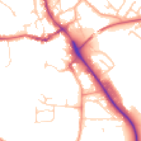 Daytime road noise heatmap for IP14 1AZ
