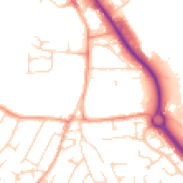 Daytime road noise heatmap for IP14 1BF