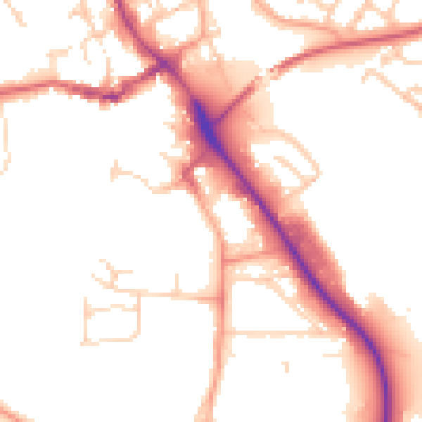 Daytime road noise heatmap for IP14 1BG
