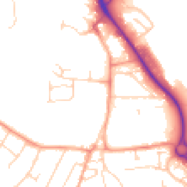 Daytime road noise heatmap for IP14 1BJ