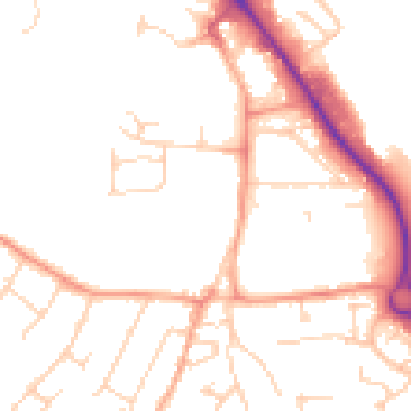 Daytime road noise heatmap for IP14 1BN