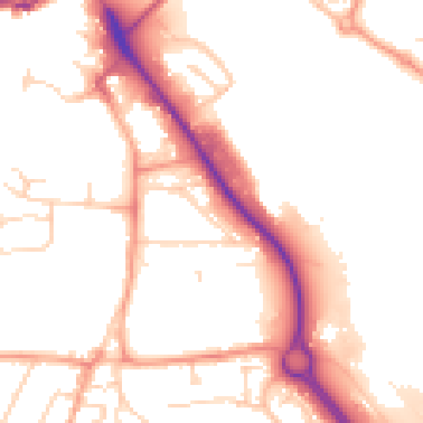Daytime road noise heatmap for IP14 1BT