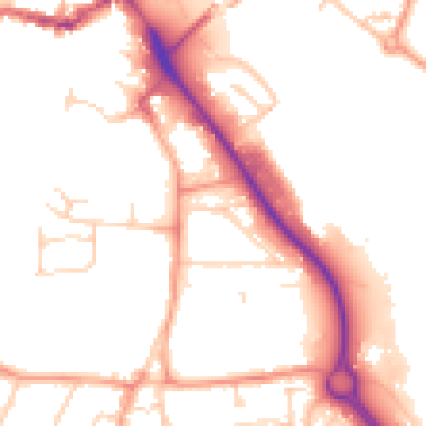 Daytime road noise heatmap for IP14 1BU