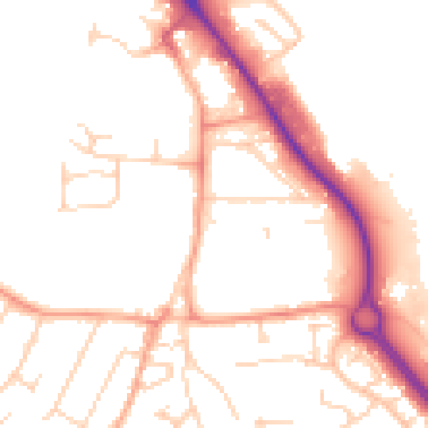 Daytime road noise heatmap for IP14 1BW