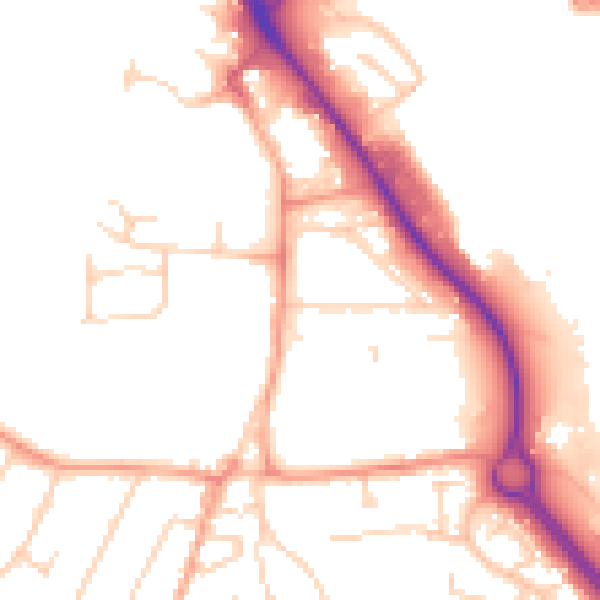 Daytime road noise heatmap for IP14 1BY