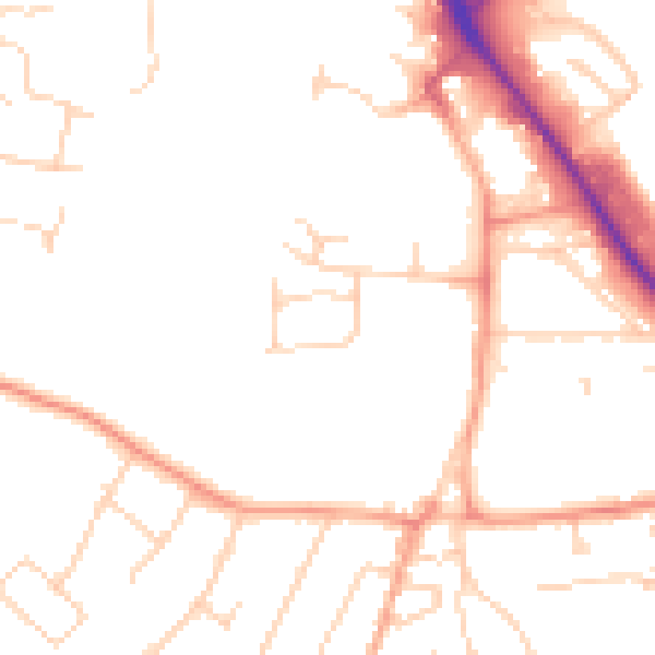 Daytime road noise heatmap for IP14 1DB