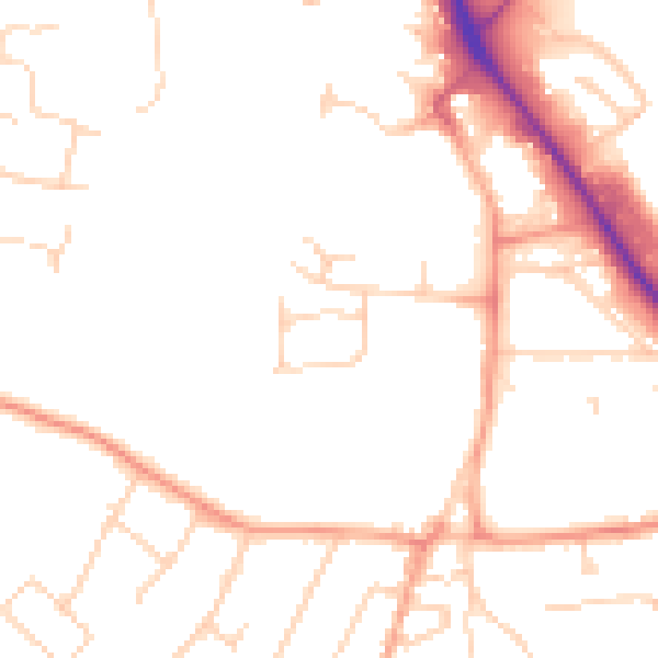 Daytime road noise heatmap for IP14 1DD