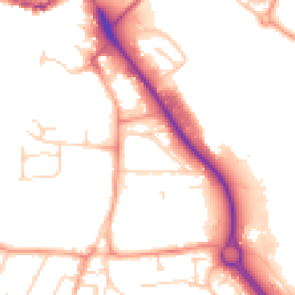 Daytime road noise heatmap for IP14 1DF