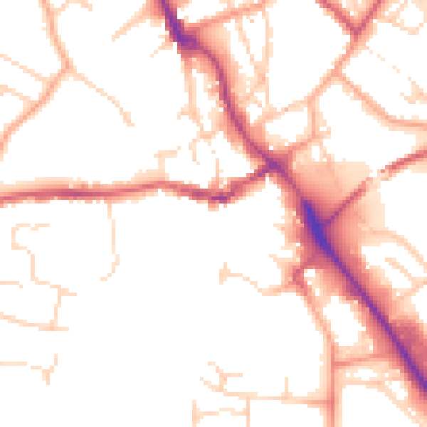 Daytime road noise heatmap for IP14 1DP