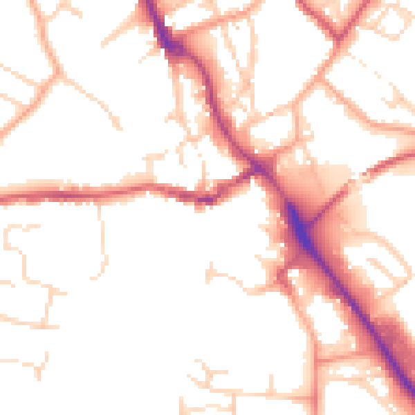 Daytime road noise heatmap for IP14 1DT