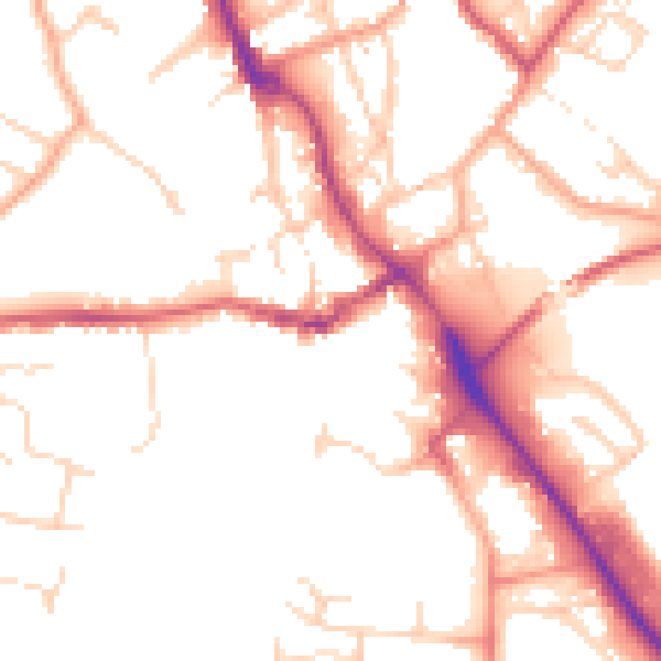Daytime road noise heatmap for IP14 1EB