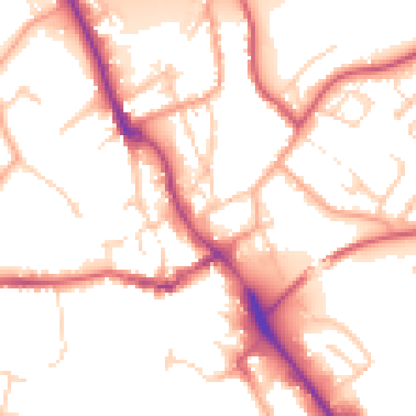 Daytime road noise heatmap for IP14 1EG