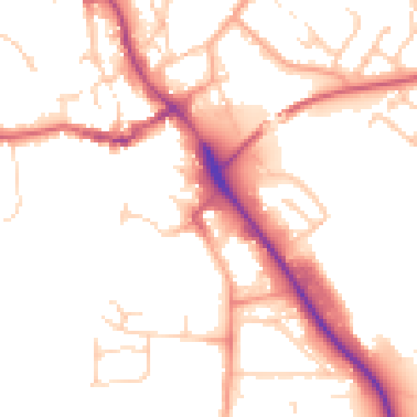 Daytime road noise heatmap for IP14 1EJ