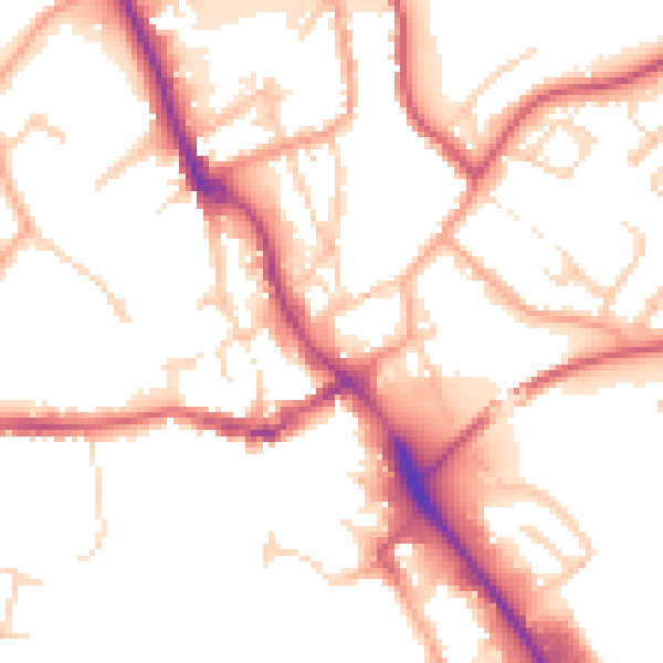 Daytime road noise heatmap for IP14 1EL