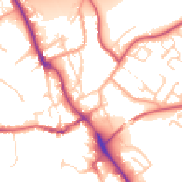 Daytime road noise heatmap for IP14 1EQ