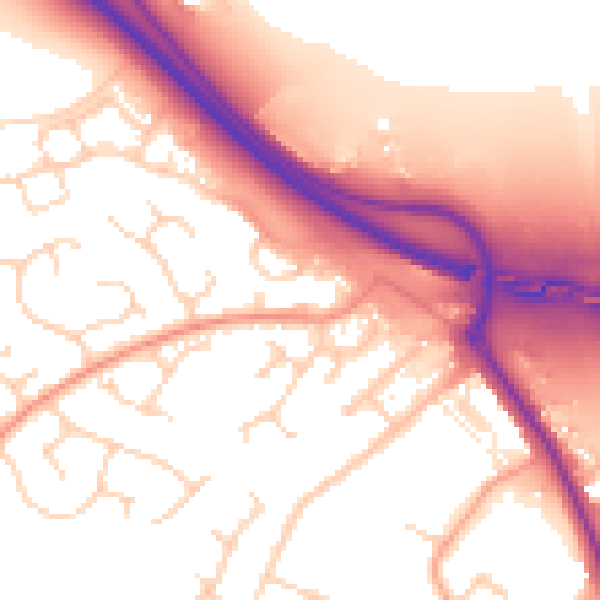 Daytime road noise heatmap for IP14 1GB
