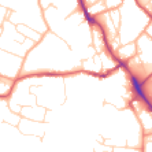 Daytime road noise heatmap for IP14 1GF
