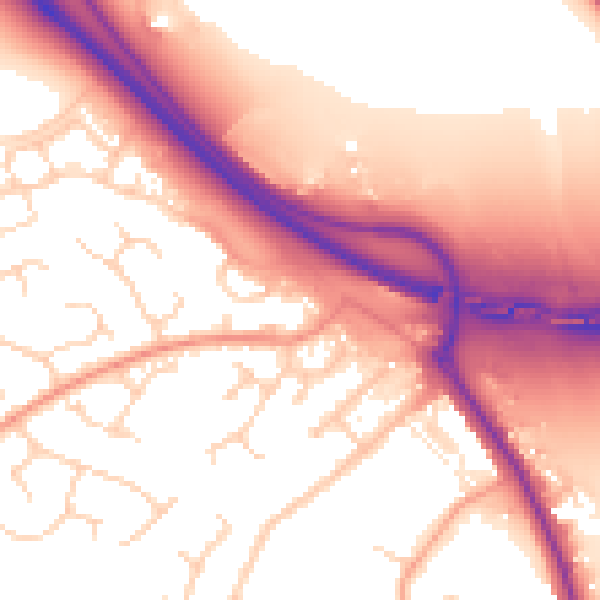 Daytime road noise heatmap for IP14 1GH