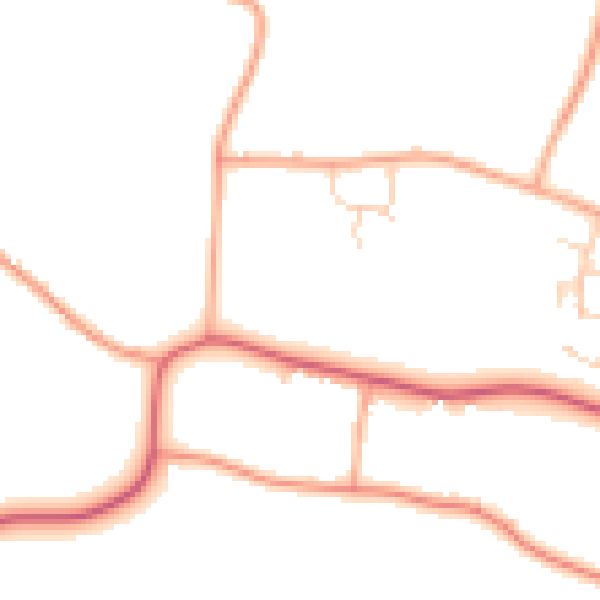 Daytime road noise heatmap for IP14 1GN