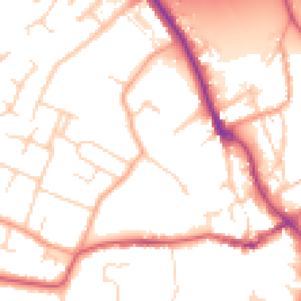 Daytime road noise heatmap for IP14 1NF