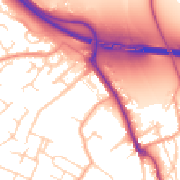 Daytime road noise heatmap for IP14 1NW