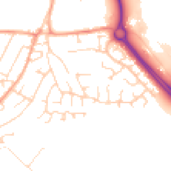 Daytime road noise heatmap for IP14 2BT