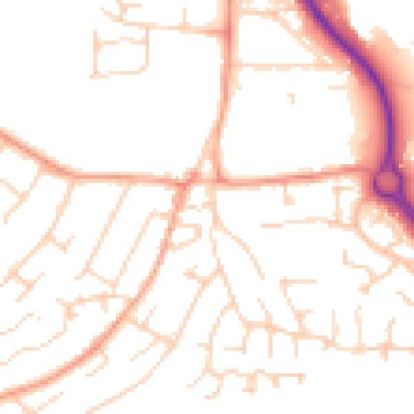 Daytime road noise heatmap for IP14 2EA