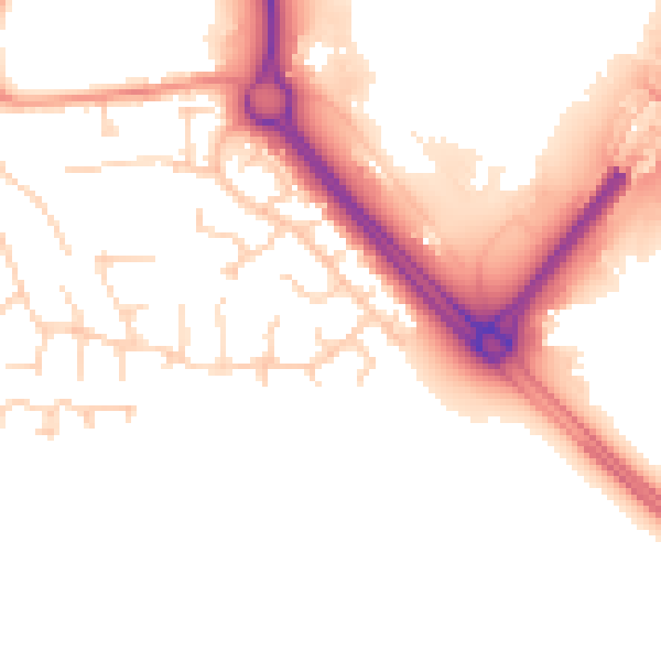 Daytime road noise heatmap for IP14 2NU