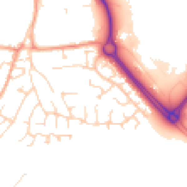 Daytime road noise heatmap for IP14 2PU