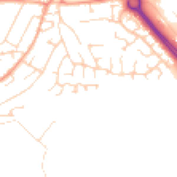 Daytime road noise heatmap for IP14 2RE
