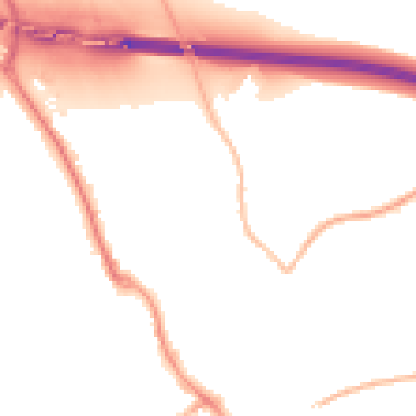 Night-time road noise heatmap for IP14 5AA