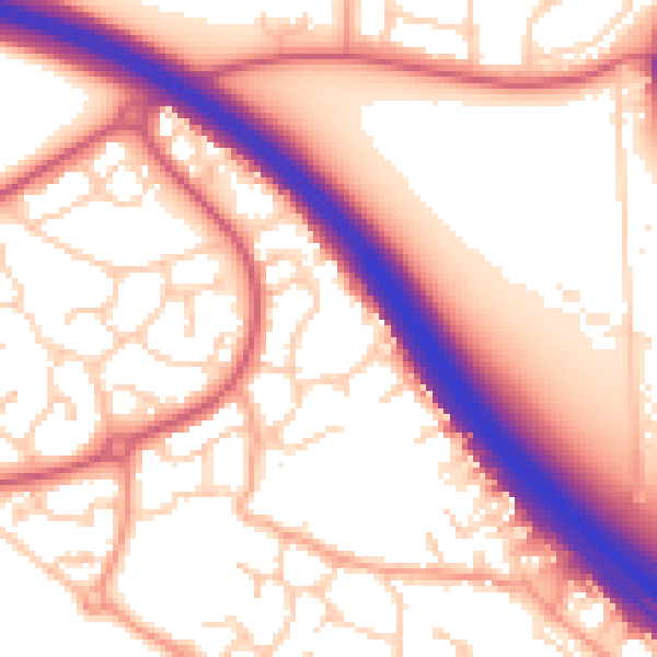 Daytime road noise heatmap for IP14 5GA
