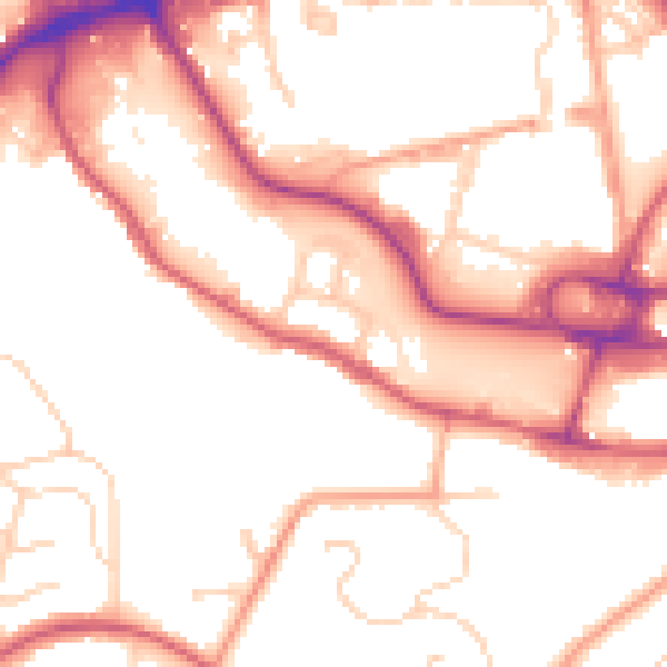 Daytime road noise heatmap for IP2 0AB