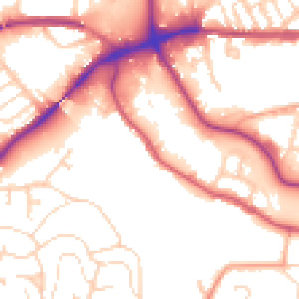 Daytime road noise heatmap for IP2 0AF