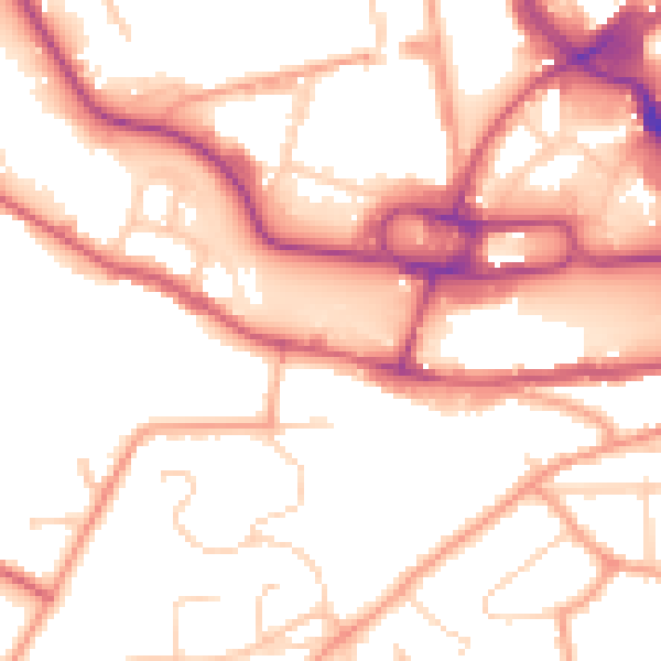 Daytime road noise heatmap for IP2 0AR