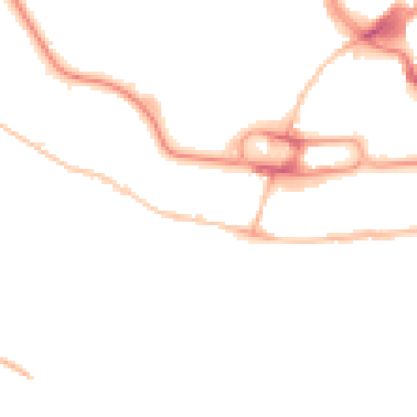 Night-time road noise heatmap for IP2 0AR
