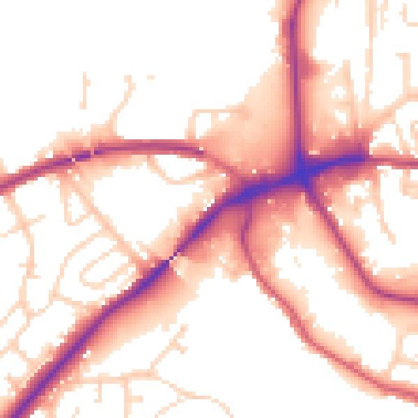 Daytime road noise heatmap for IP2 0AT