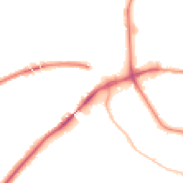 Night-time road noise heatmap for IP2 0AT
