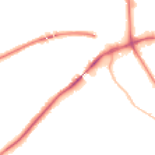 Night-time road noise heatmap for IP2 0AU