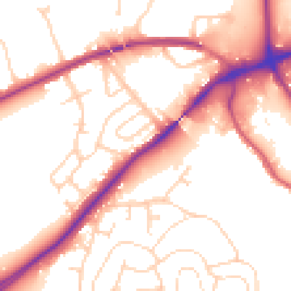 Daytime road noise heatmap for IP2 0AX