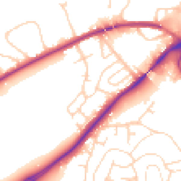 Daytime road noise heatmap for IP2 0AY