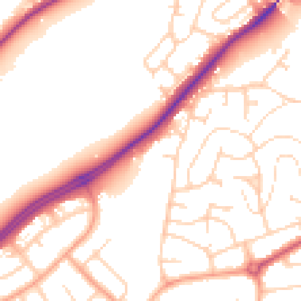 Daytime road noise heatmap for IP2 0BG