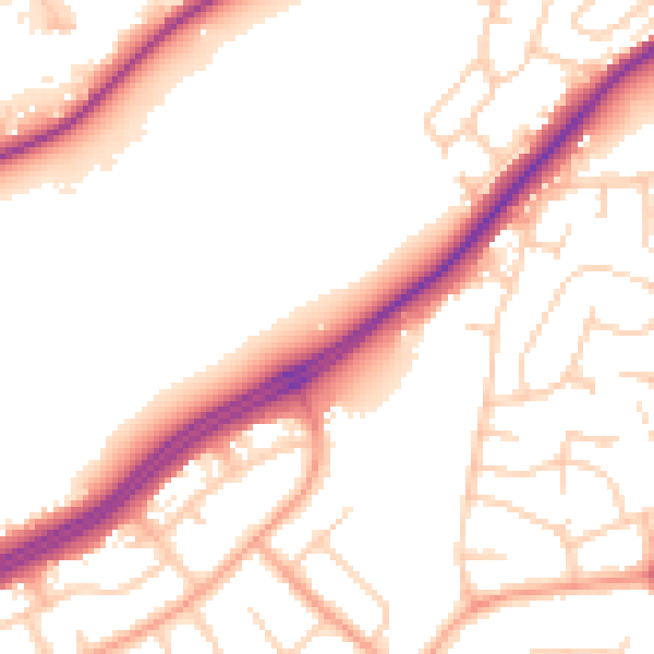 Daytime road noise heatmap for IP2 0BH